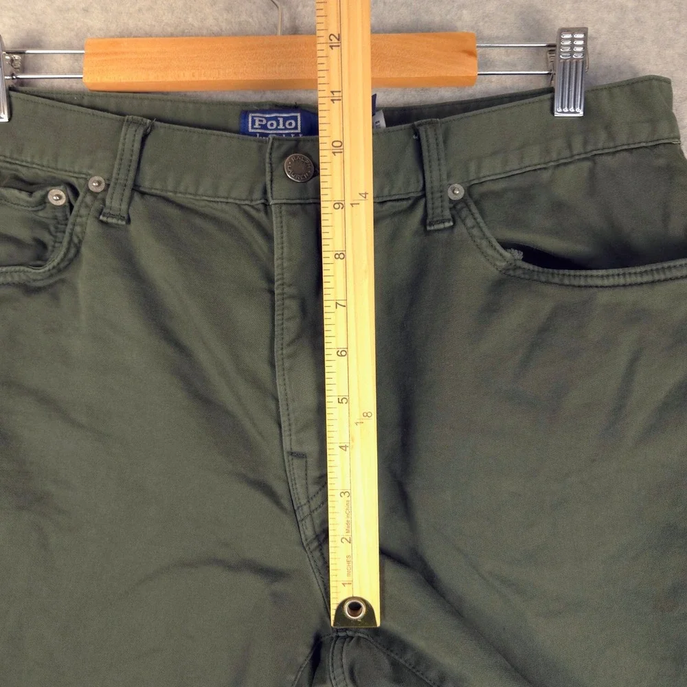 Polo Ralph Lauren Mens Olive Green Stretch Straight Leg Pants 35x30 (Fits 35x29)
